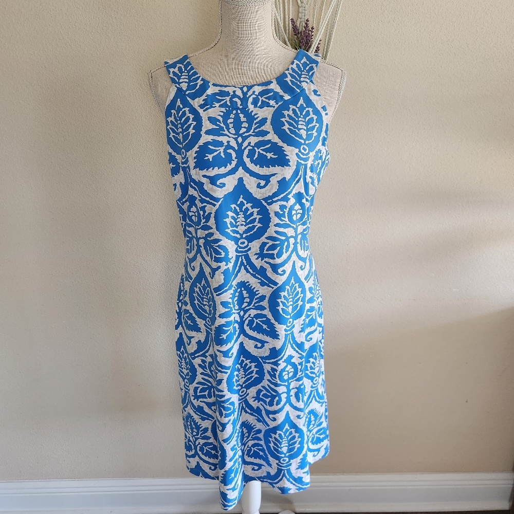 J. Mclaughlin Blue Catalina Cloth Sleeveless Knee Lenght Dress Size Medium